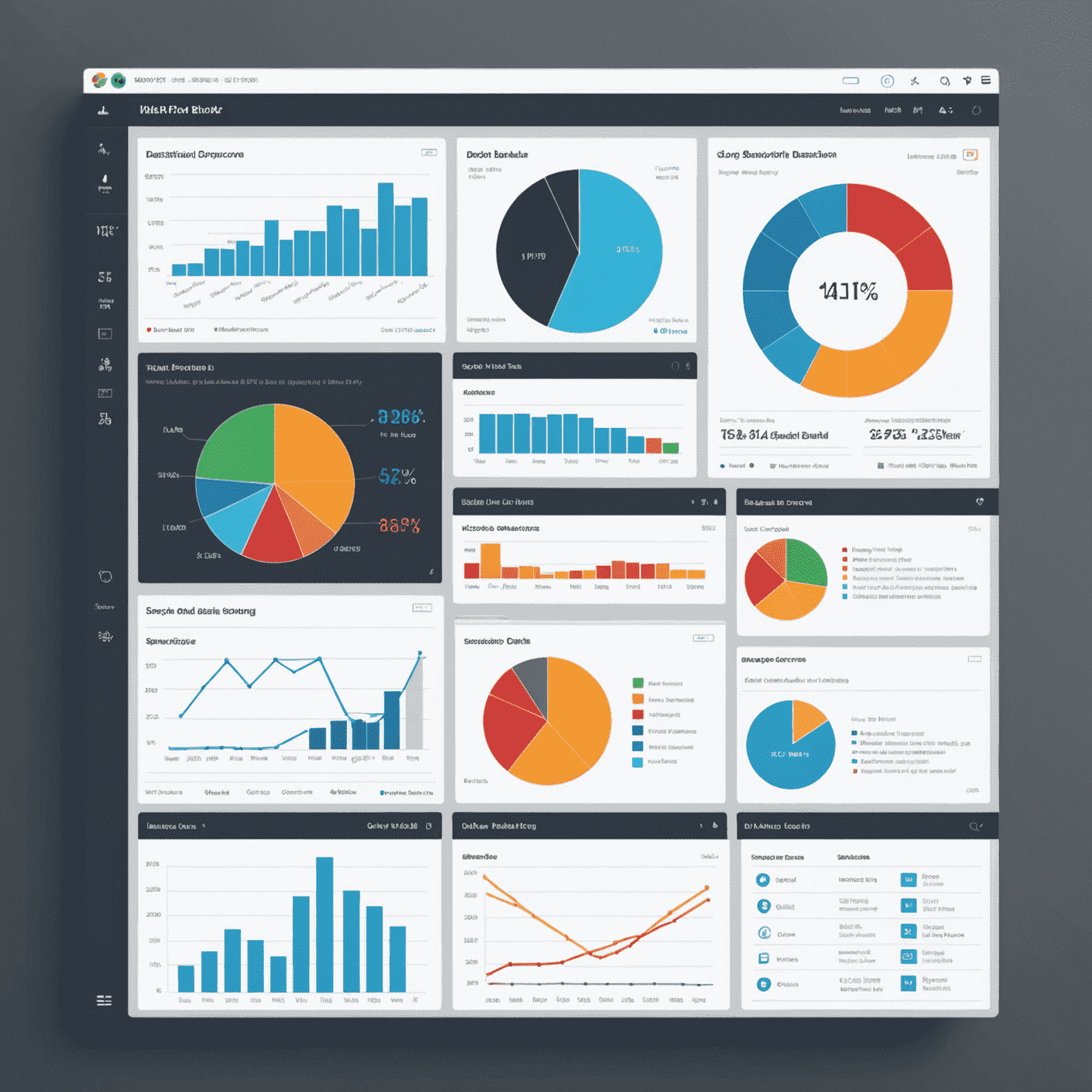 Data visualization dashboard showing integrated data sources with interactive charts, graphs, and KPI indicators