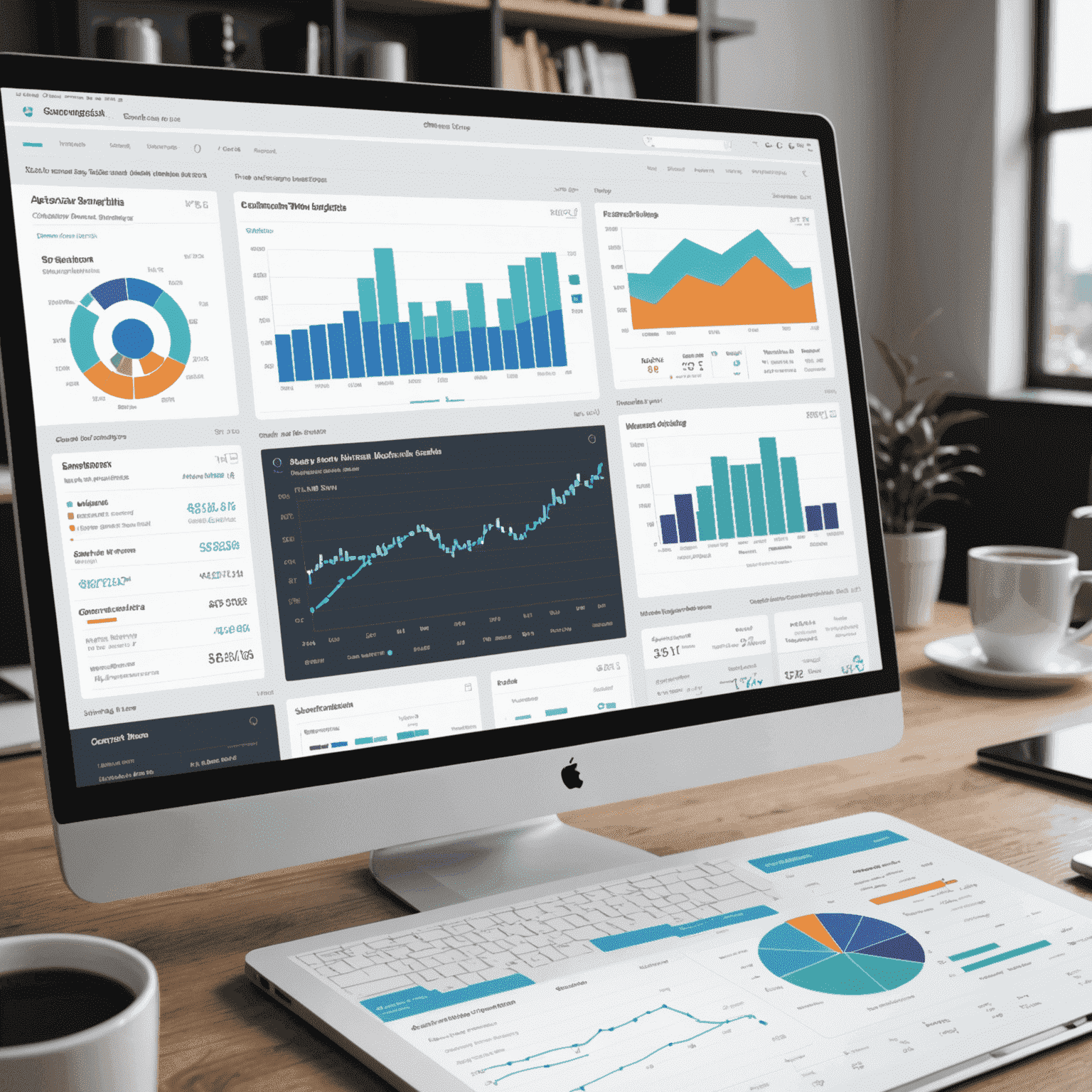 Advanced analytics dashboard showing predictive models, trend forecasts, and machine learning algorithms at work