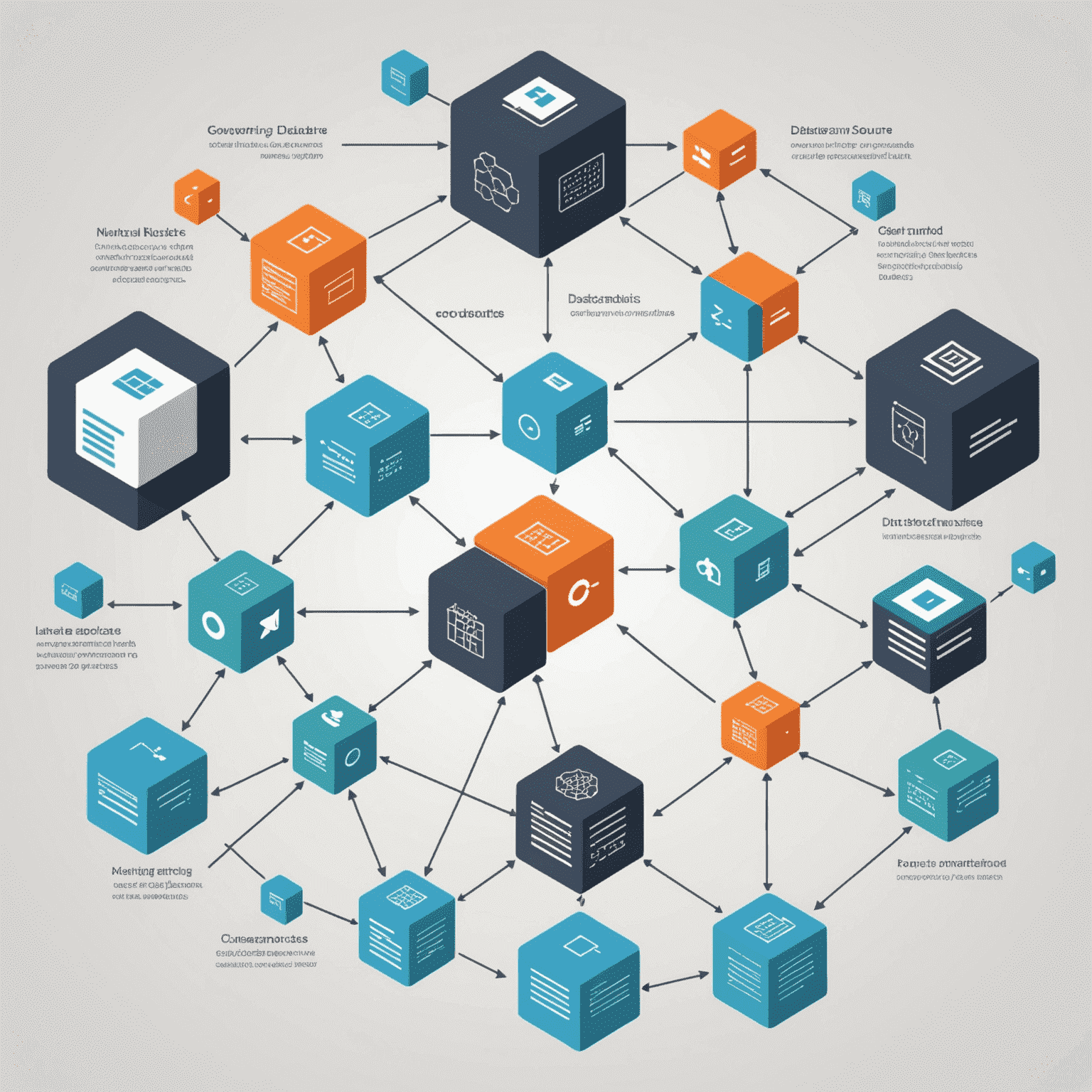 Visual representation of data integration process, showing multiple data sources converging into a unified, organized database